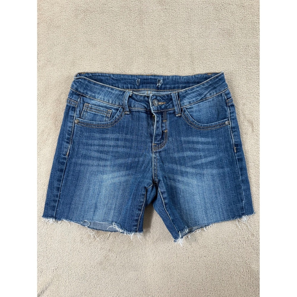 Judy Blue Denim Jean‎ Shorts Women's Small Blue Wash Raw Hemlines EUC